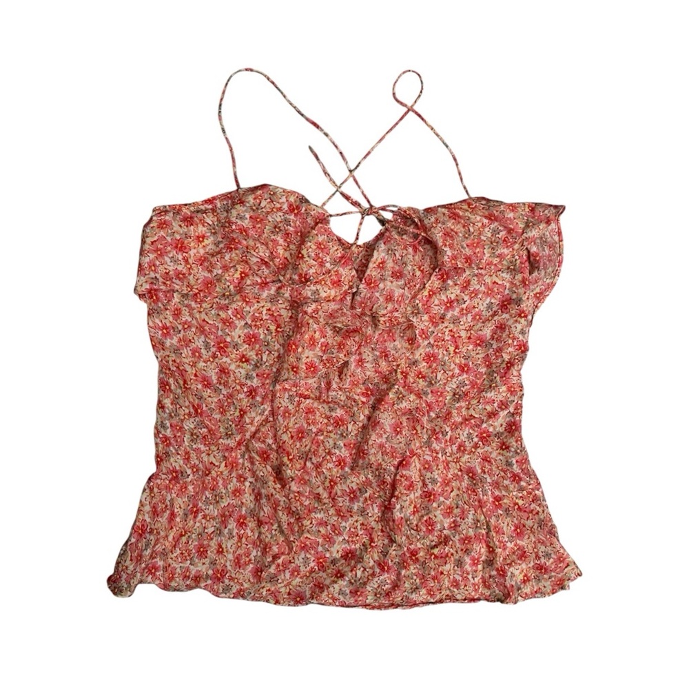 banana republic silk Floral Red Women's Top tank shirt